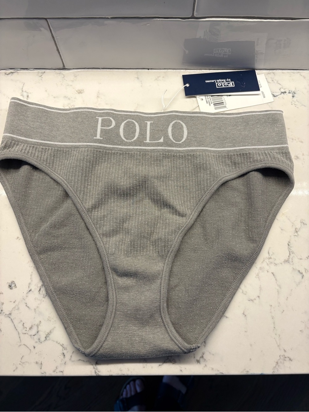 Polo by Ralph Lauren Heather Grey Ribbed Seamless Top